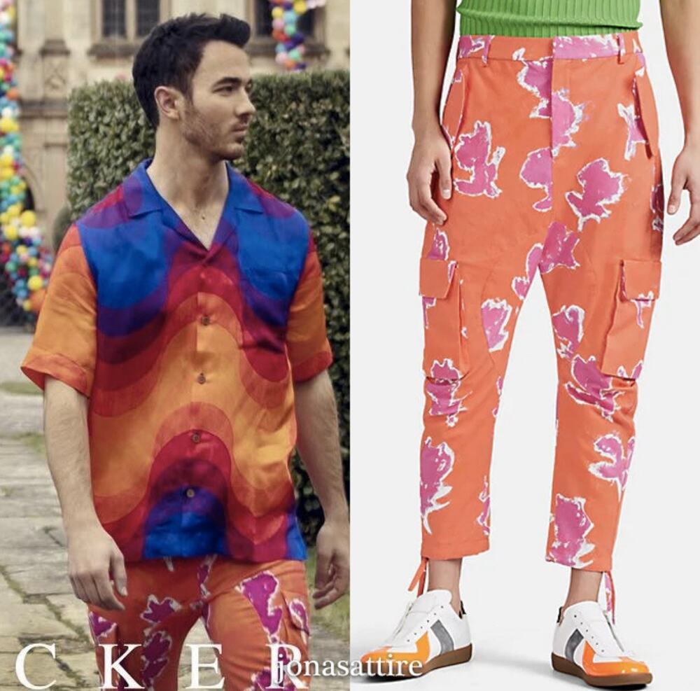 Prabal Gurung Floral Cargo Pants Orange Pink Drop Crotch 28 Streetwear